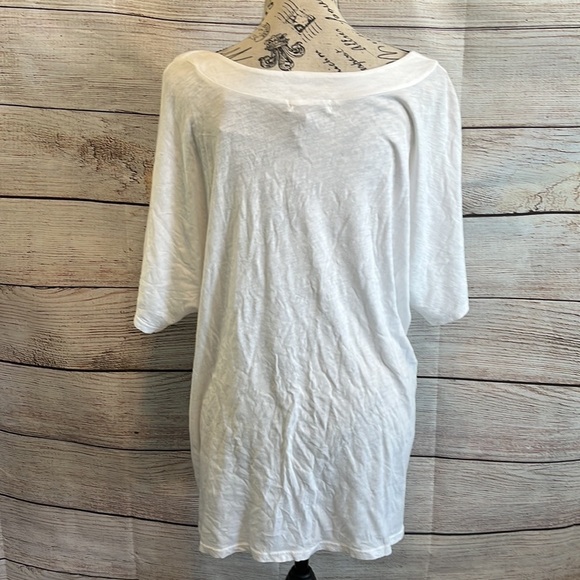 Michael Stars V-neck Original Tee Shirt Luxe Slub Short Sleeves Caftan NWT White - Picture 5 of 8
